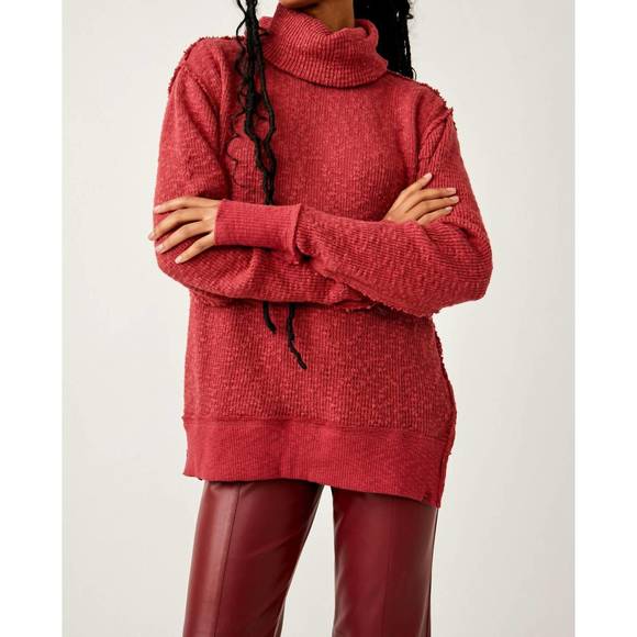 NEW FREE PEOPLE tommy turtleneck sweater in blended berry - Picture 1 of 4